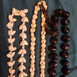 Set of 3 Island Style Necklaces Shell and Kukui Nut Lei
